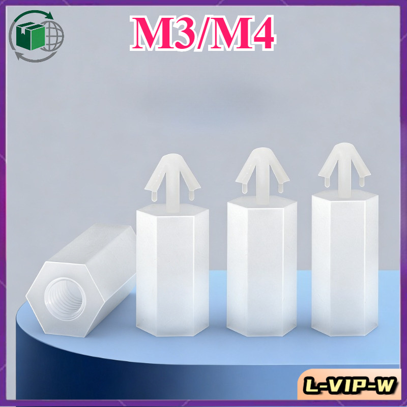 หัวเข็มขัดหกเหลี่ยมคอลัมน์ไนลอน M3 push-in PC board spacer คอลัมน์ยกคอลัมน์เครื่องบินหัวพลาสติกแยกคอ