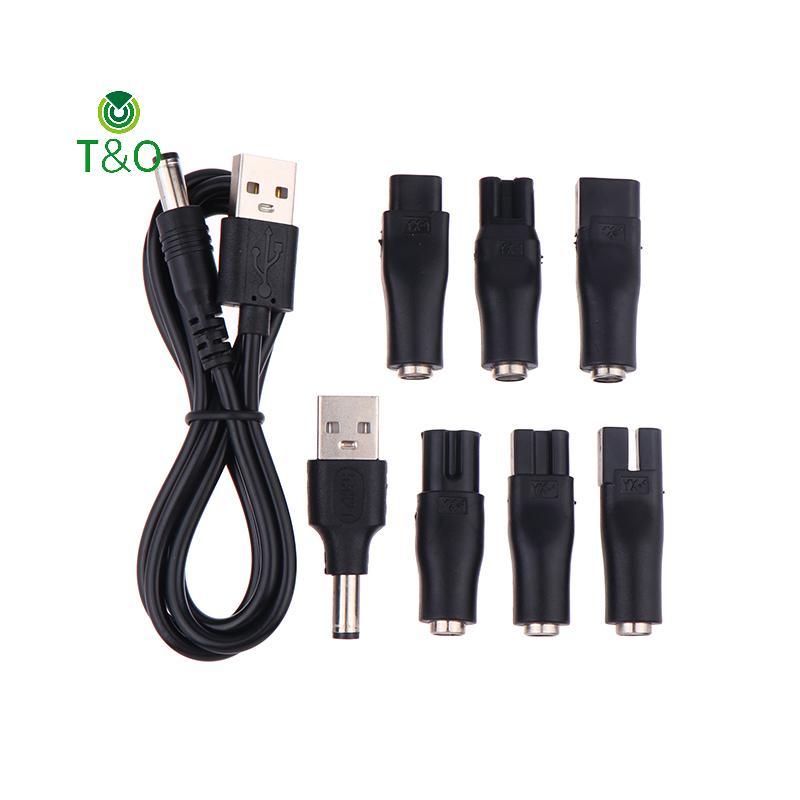 T & O 1/6/7/8PCS เปลี่ยนสายไฟ 5V Charger อะแดปเตอร์ USB เหมาะสําหรับทุกชนิดไฟฟ้าผม Clippers Beard Trimmers เครื่องโกนหนวด