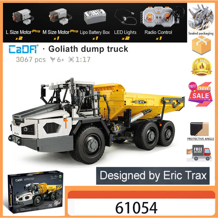 CaDA Master Bricks 1:17 Articulated Dump Truck C61054 (3067 ชิ้น) เป็นของขวัญรถบรรทุกของเล่นที่ออกแบ