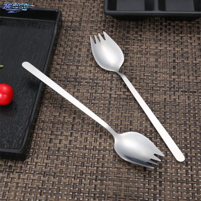 Zenshiaa 304 ส้อมสแตนเลสในครัวเรือน Spork ช้อน One ช้อนสลัดเค้กส้อมผลไม้ Western ส้อมบนโต๊ะอาหาร
