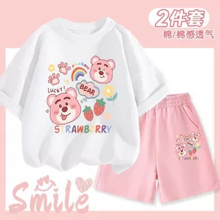 ชุดสูทแขนสั้นเด็กผู้หญิง ลายหมีน่ารัก เหมาะสำหรับกิจกรรมและกีฬาต่างๆ