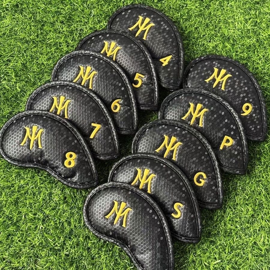 MIURA Golf Iron Cover วัสดุเพชร PU กันน้ำ สำหรับชุดเหล็กผู้ชาย พร้อมหัวคลิปป้องกัน