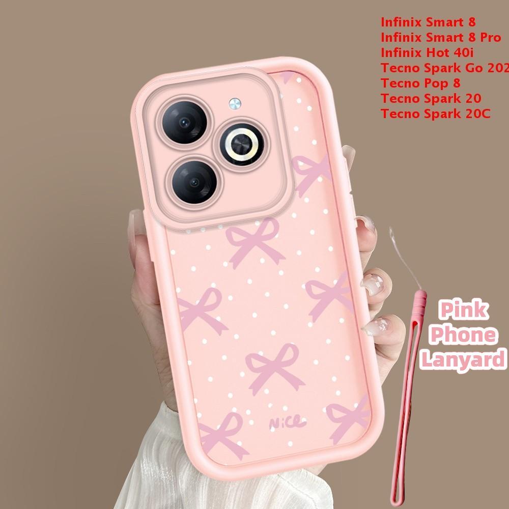 Infinix Smart 8 Hot 40i Tecno Spark 20 20C Pop Pro Go HD Plus 2024 เคส Bow เคสอินฟินิกซ์ เคสโทรศัพท์ TY T20964