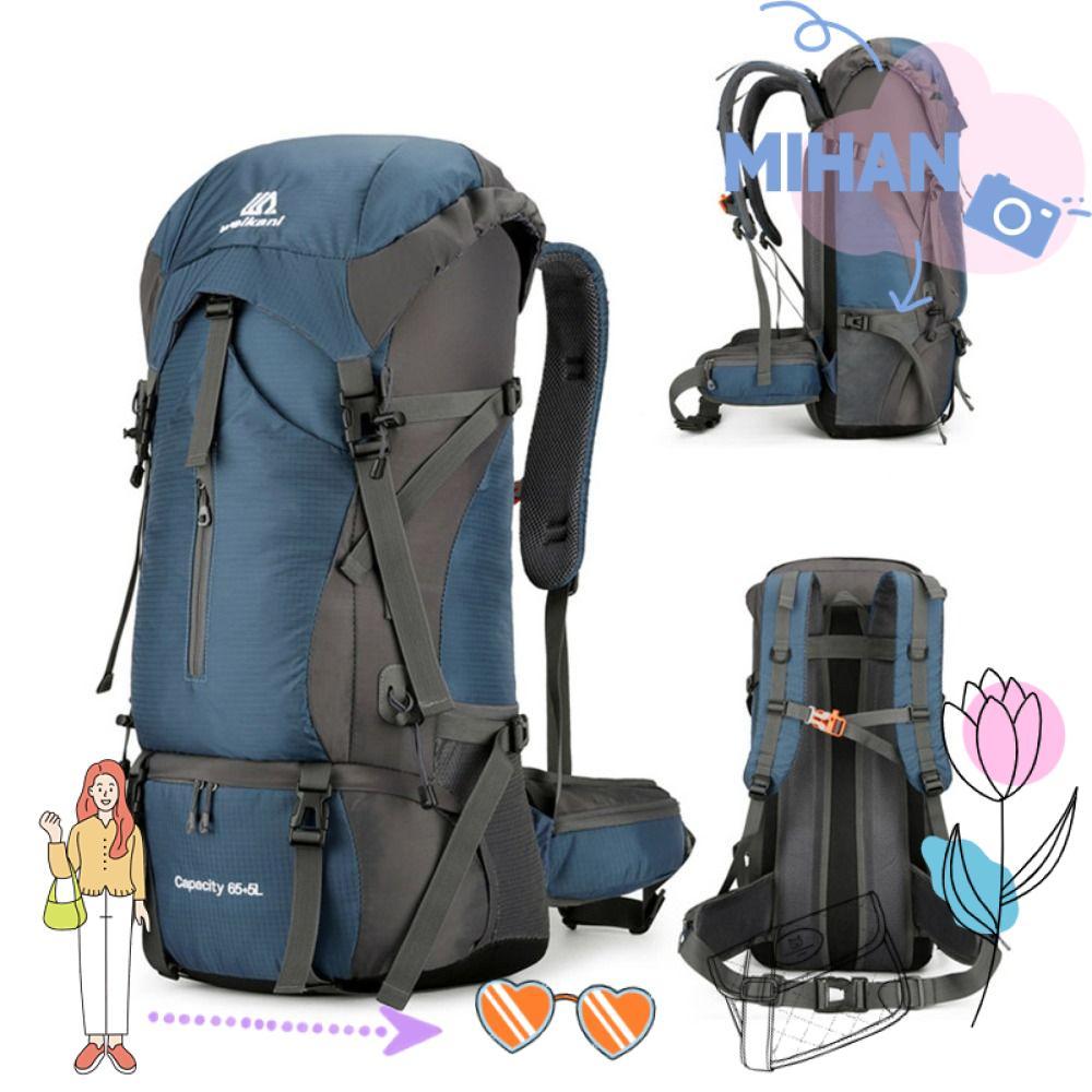MIHAN Travel Rucksack,อเนกประสงค์ความจุขนาดใหญ่กระเป๋าเป้สะพายหลัง,แบบพกพา70Lมือถือกันน้ํากระเป๋าDuf