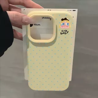 เคสไอโฟน เคส iPhone 17/17 Pro/17 Pro Max 16 15 14 13 12 11 สีเดียวอินทิเกรต ลายจุด Crybaby หลายสี – ทนทานไม่หายสี