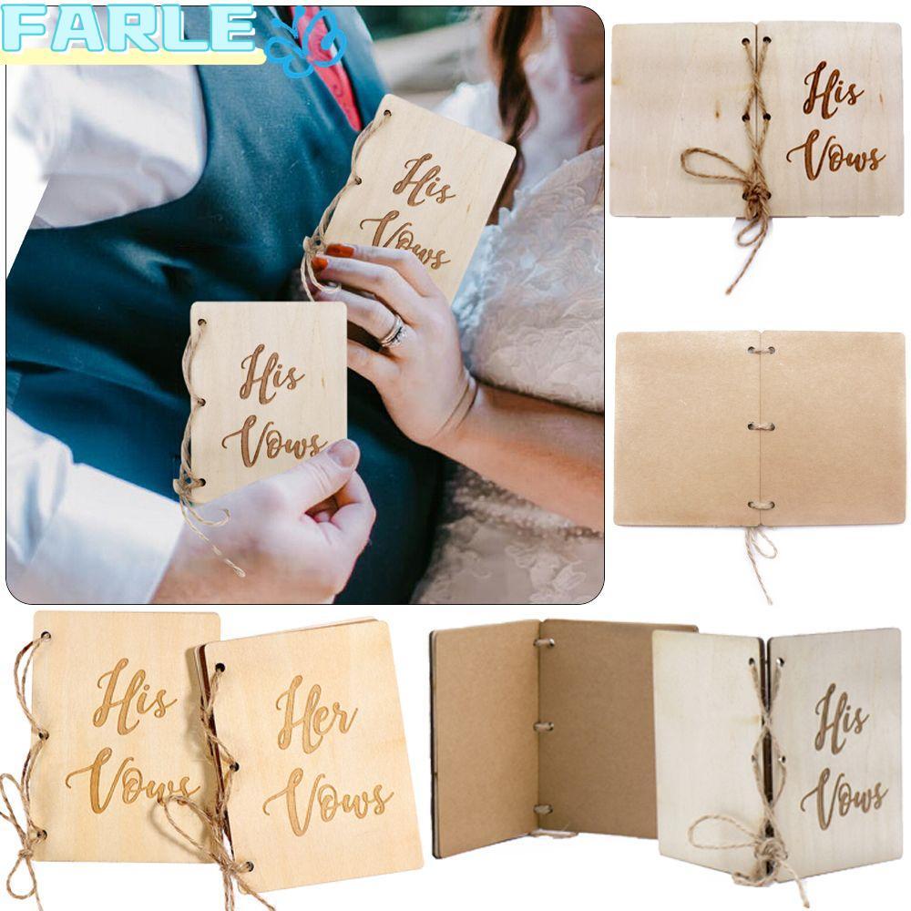 FARL 2 ชิ้น/เซ็ตแต่งงาน Vows หนังสือเล่มเล็กหัตถกรรมหมั้นเจ้าสาวเจ้าบ่าว Her & His Vows