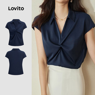 Lovito  เสื้อเบลาส์ลําลองแบบบิด สีกรมท่า สําหรับผู้หญิง L171…
