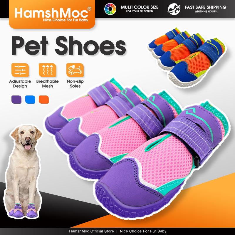 HamshMoc รองเท้าสุนัข Pigskin Lining Anti Slip Sole การออกแบบสะท้อนแสงระบายอากาศได้สําหรับทุกพันธุ์