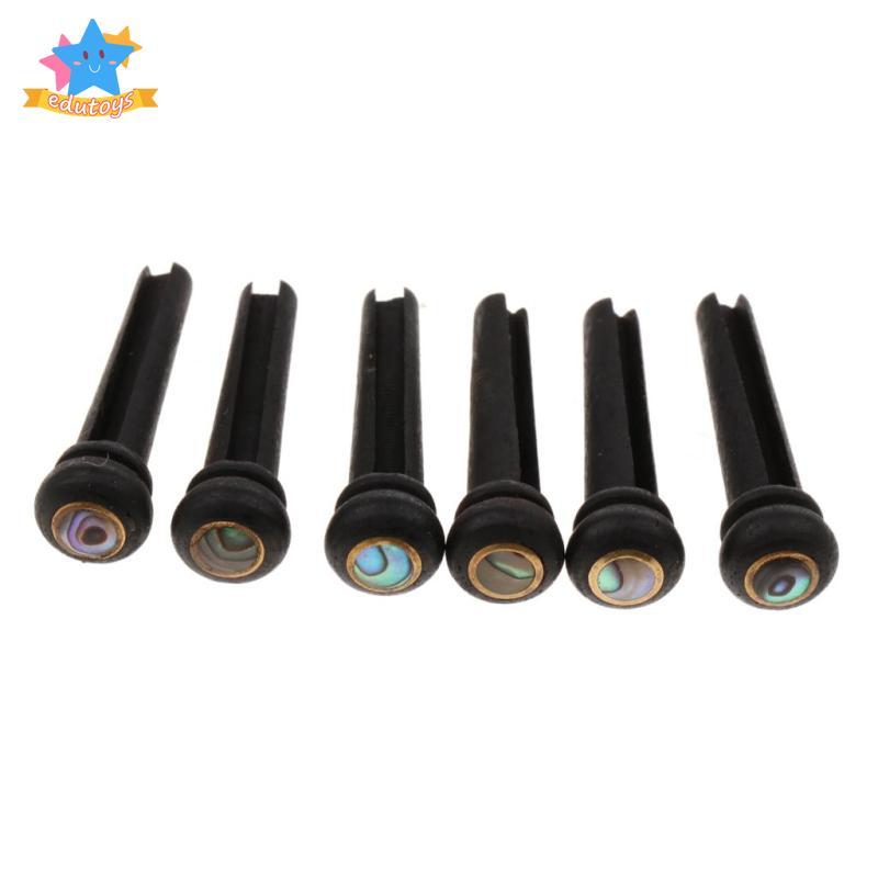 [Edstars] 6 ชิ้น Dot Guitar Bridge End Pin Ebony และสีเขียวขนาดใหญ่สําหรับกีตาร์โปร่ง