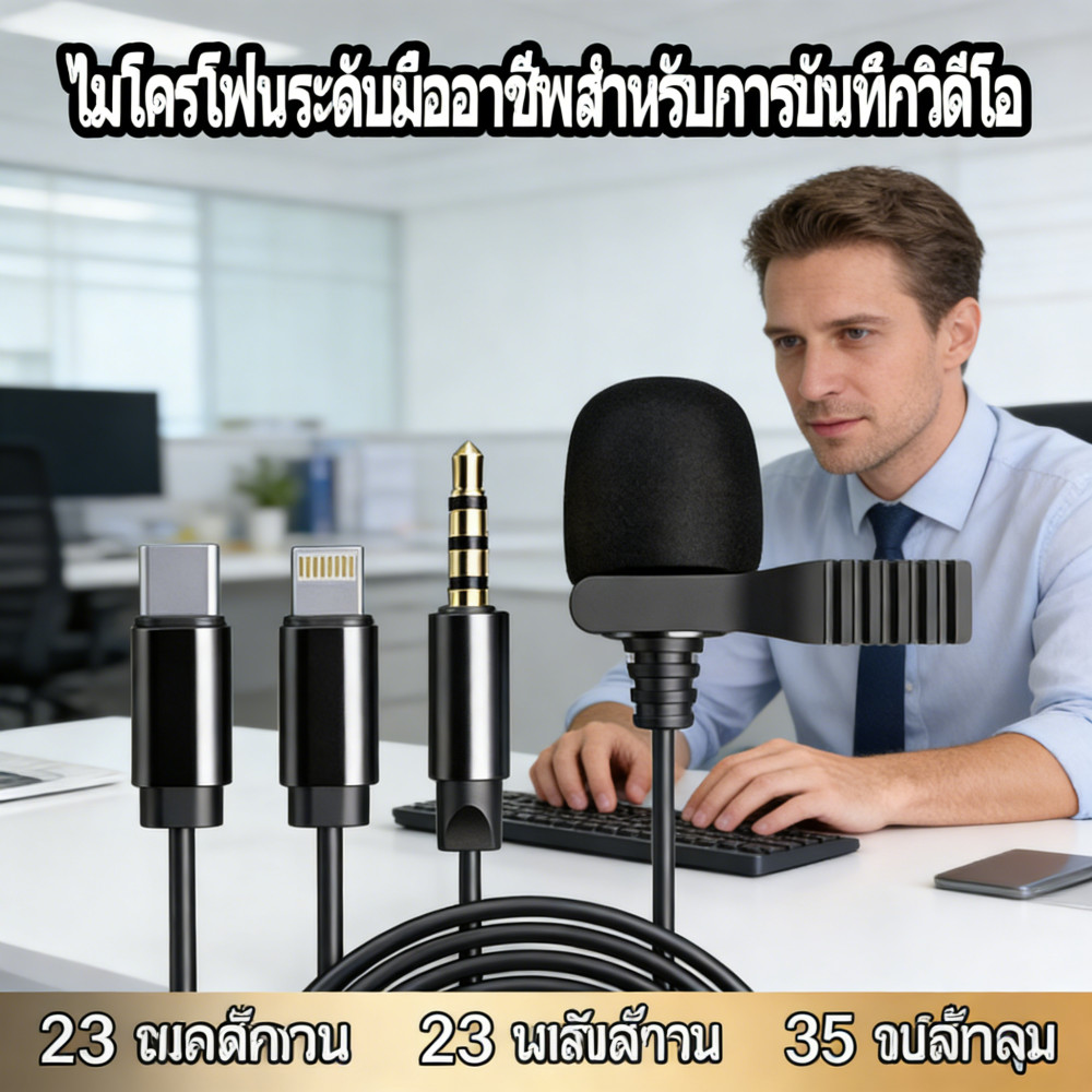 ไมค์ไลฟ์สด ไมค์อัดเสียง ไมค์คอปก ไมค์ไอโฟน ไมค์โครโฟน 1.5ม อัดเสียง ไม่ต้องต่อผ่านตัวแปลง