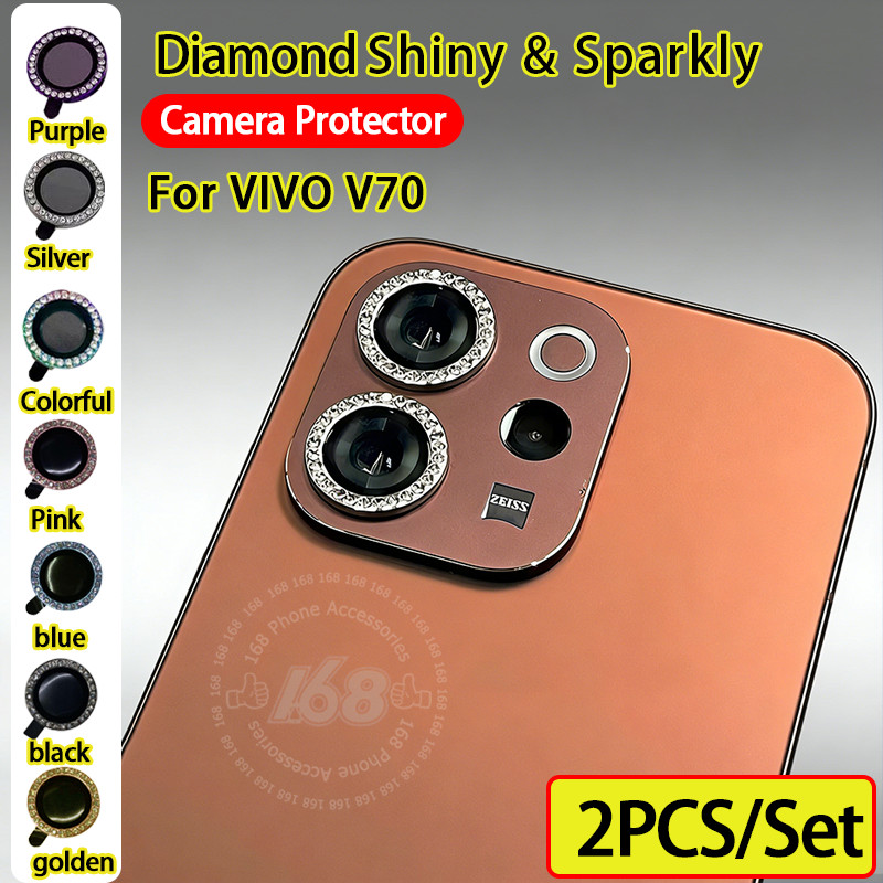 Vivo V70 ฝาครอบเลนส์กล้อง กระจกเพชร กลิตเทอร์ ฟิล์มกันรอยเลนส์กล้อง ฝาหลังโลหะ