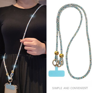 ยาวแฟชั่นเต็มเพชรโทรศัพท์มือถือเชือกเส้นเล็กกระเป๋ากล้องขวดน…