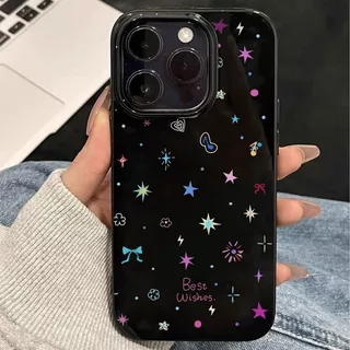 เคสไอโฟน17สำหรับ IPhone 11 12 13 15 16 17 Air 14 Pro Max XR XS X Max 7 8 Plusแฟชั่นจุดน่ารักดาวพื้นผิวมันวาวซิลิโคนปก