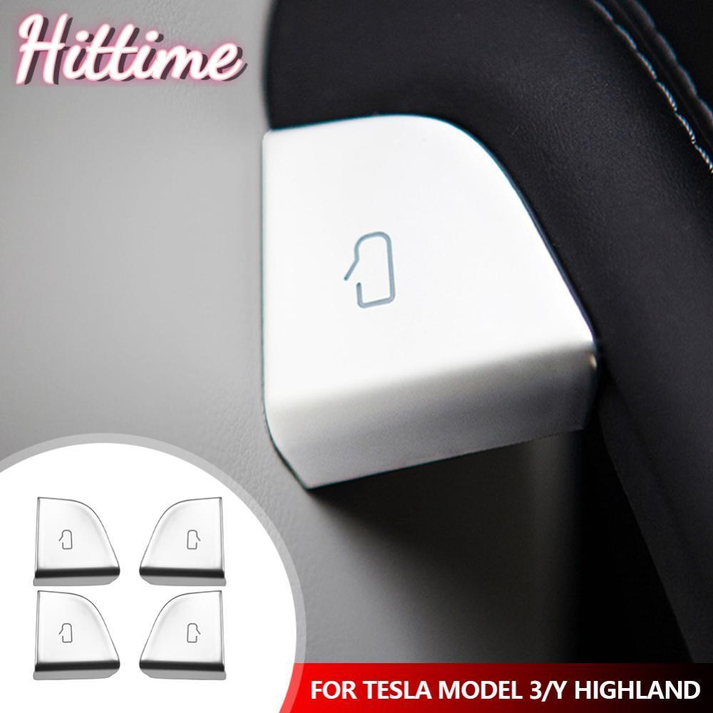 HITTIME 4 ชิ้น/เซ็ตประตูรถปุ่มป้องกันสําหรับ Tesla รุ่น 3/Y Highland ABS Silver สไตล์ Scratch ป้องกั