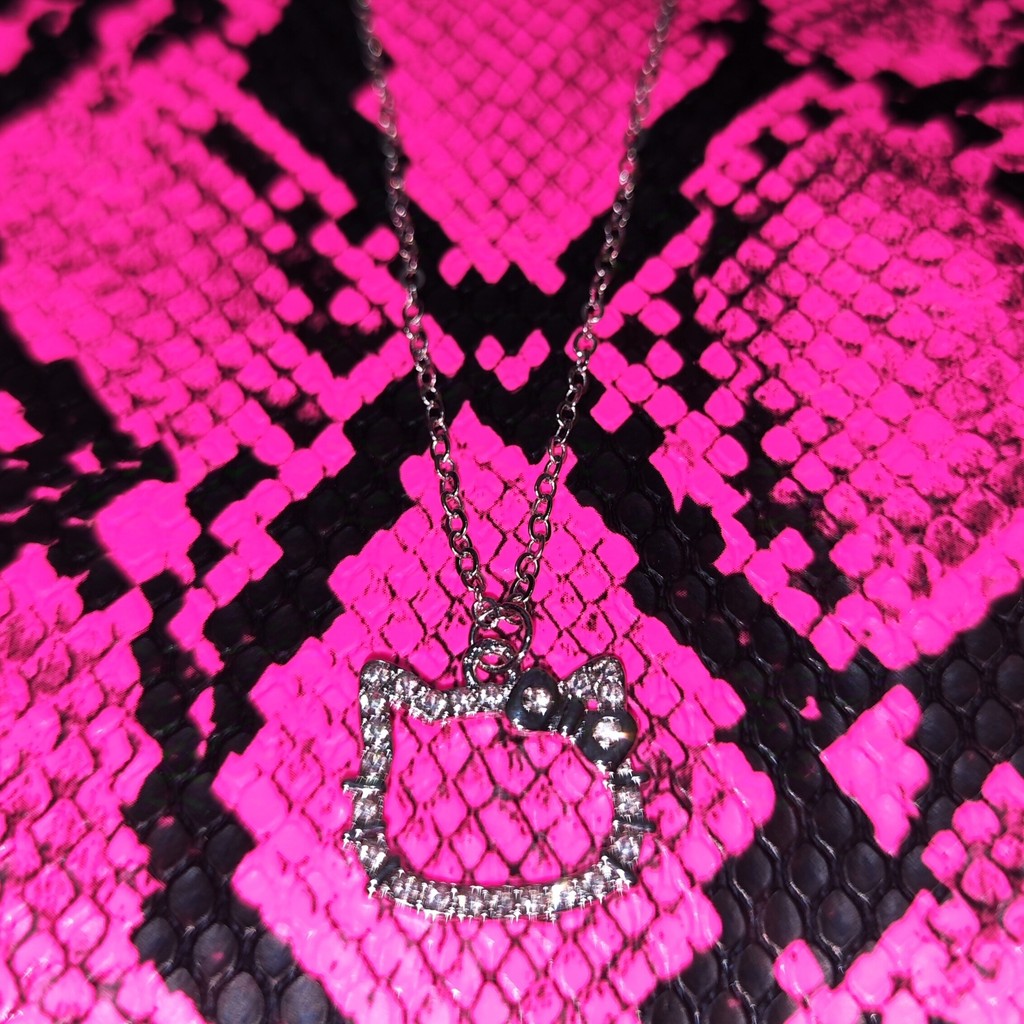 สร้อยคิตตี้ Y2K เพชร Hello Kitty วัฒนธรรมย่อยการออกแบบพังก์วินเทจ Abi Millennium สร้อยคอชิบูย่า c