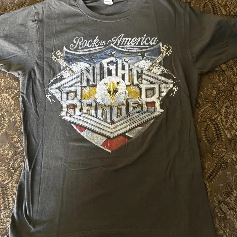 Tultex Fine Jersey Black Night Ranger Rock in America Band T Shirt Size S