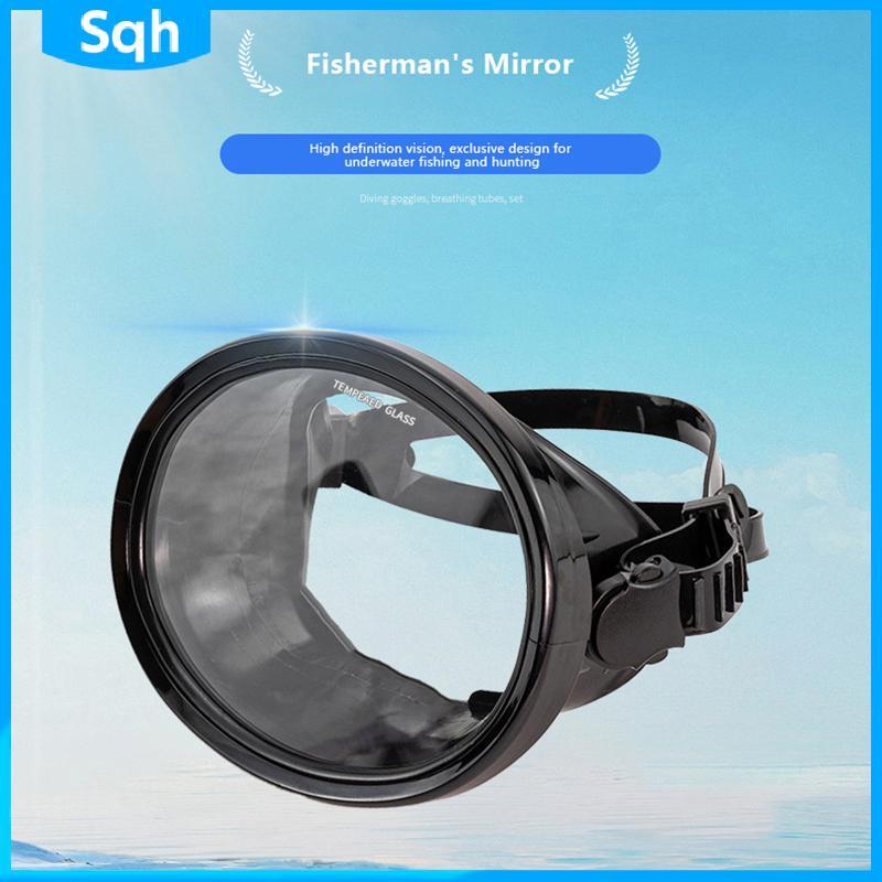 หน้ากากดําน้ํา Bri Oval Snorkel สำหรับ Spearfishing และการดําน้ําทั่วไป กันชนมุมมองกว้าง พร้อมเลนส์กระจกนิรภัยสำหรับผู้ใหญ่