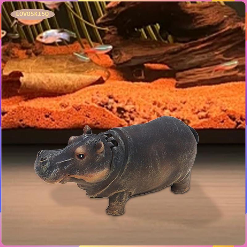 [lovoski5q] เหมือนจริง Hippo Fish Tank Bubbler รูปปั้นเรซิ่นอุปกรณ์ตู้ปลาเครื่องประดับสําหรับพิพิธภั