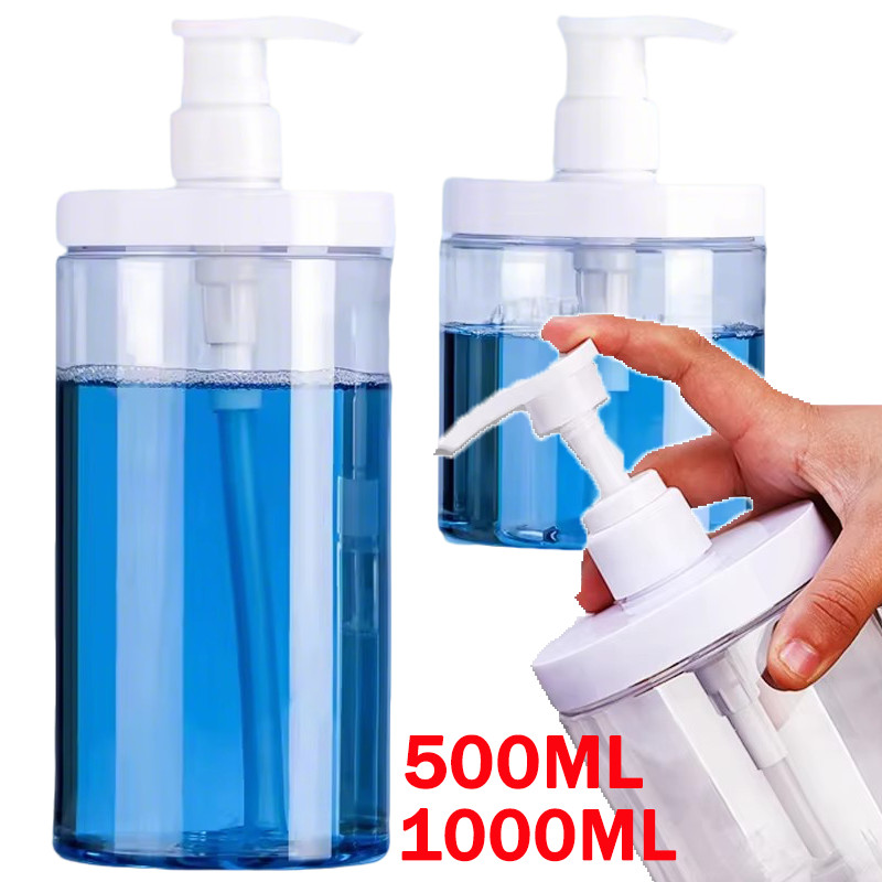 ขวดปั๊มรีฟิลพลาสติก 500/1000 มล. / เครื่องจ่ายปั๊มปากกว้าง / ขวดรีฟิลความจุขนาดใหญ่
