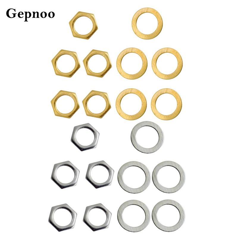 [Gepnoo] น็อตซ็อกเก็ตเบสกีตาร์ไฟฟ้า 5 ชิ้นพร้อมเครื่องซักผ้าสีเงิน