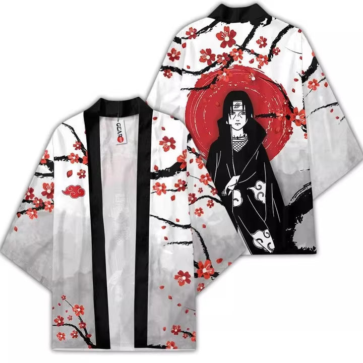 อะนิเมะ Jiraiya Wafuku Gaara กิโมโนคอสเพลย์ Yukata Akatsuki Red Cloud พิมพ์เสื้อคลุมเสื้อคลุมเสื้อคล