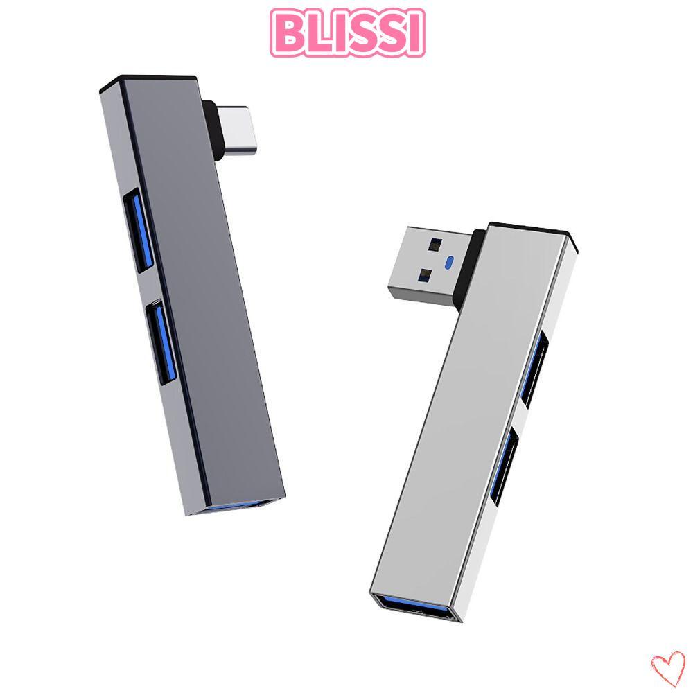 ความสุข‌I Type-C Splitter, Elbow 3 IN 1 USB-C HUB, Universal แล็ปท็อป PC ความเร็วสูงอลูมิเนียมอะแดปเ