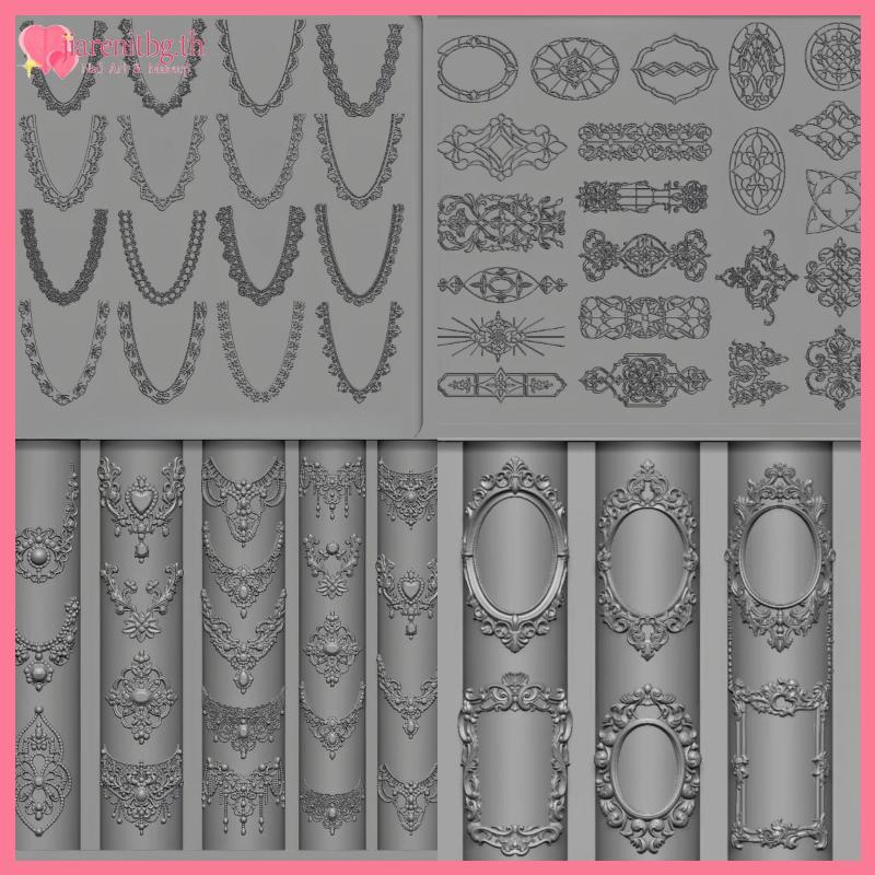 RENBG 3D ซิลิโคนเล็บแม่พิมพ์ยุโรปสไตล์ Retro รูปแบบลูกไม้ออกแบบตกแต่ง DIY โปร่งใสเล็บแม่แบบ TH