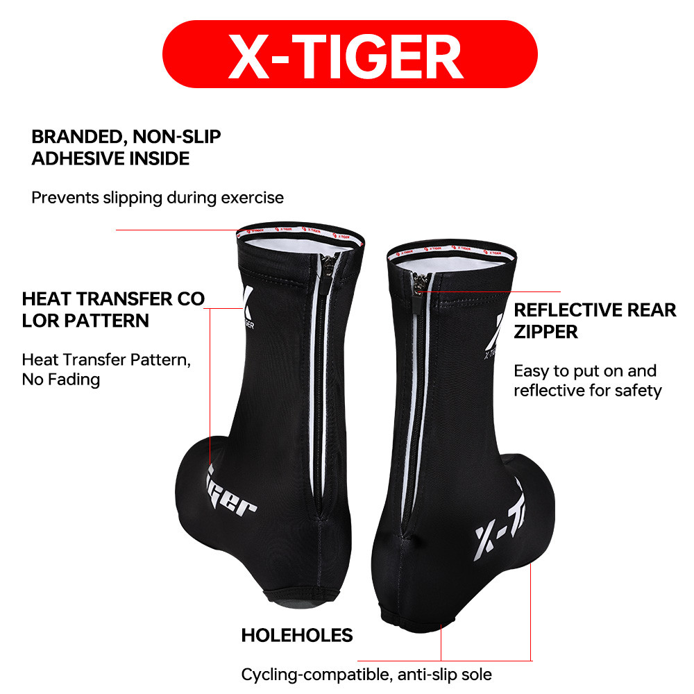 ผ้าคลุมรองเท้าปั่นจักรยาน X-TIGER กันลม กันฝุ่น ทำจากวัสดุ Lycra ระบายอากาศและน้ำหนักเบา — صورة 5