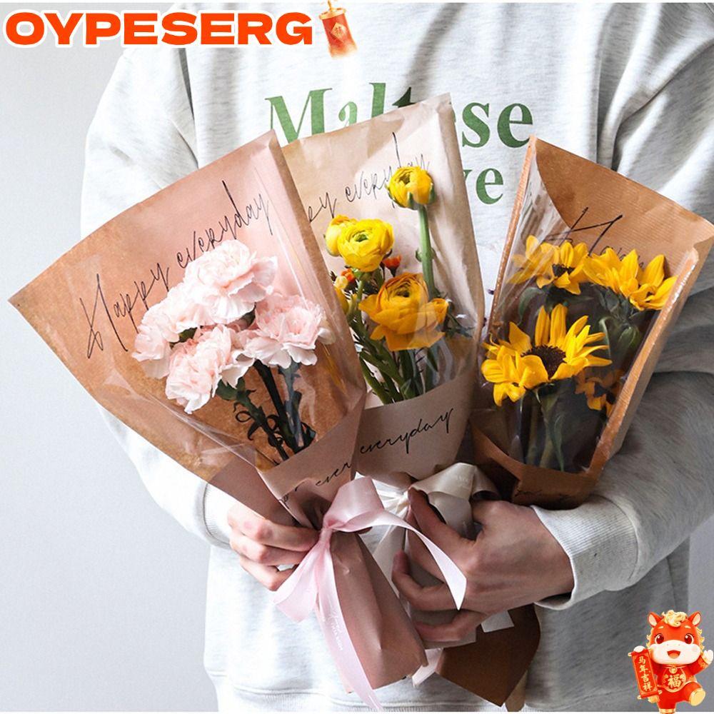 OYPESERG 20/30PCS Rose Packing Sleeve Bag, Single Rose Wrapping Sleeve Bouquet Packing Bag, Big Capa