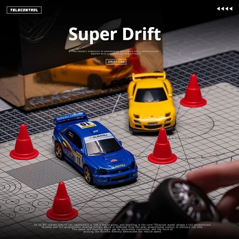 1/43 เดสก์ท็อป Mini RC Drift รถ 4wd 2.4G รีโมทคอนโทรล RX7 Subaru รถรุ่น Racing ตารางตกแต่ง JDM ยุงรถขนาดเล็กสําหรับของขวัญเด็ก