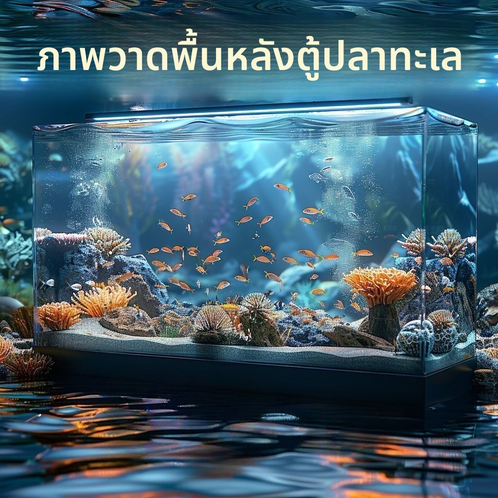 สติกเกอร์พื้นหลังตู้ปลาสามมิติความละเอียดสูงพื้นหลังภาพวาดใต้ทะเลการจัดสวนพิพิธภัณฑ์สัตว์น้ํา