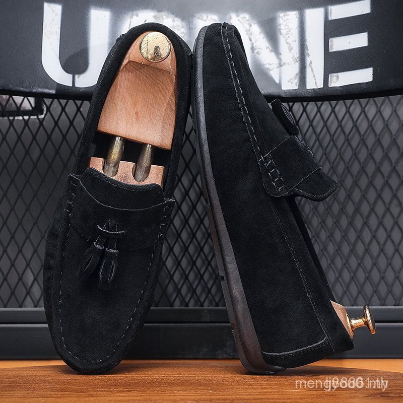 2026 Slip On Suede Leather Black Shoes Men Driving Shoes Low-Top Loafer E8JP TLA