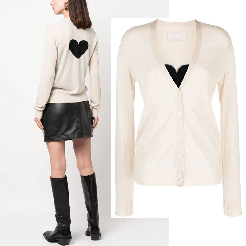 7RIJ ZADIG&VOLTAIRE 23New autumn and winter French niche design with heart pattern on the back V Col