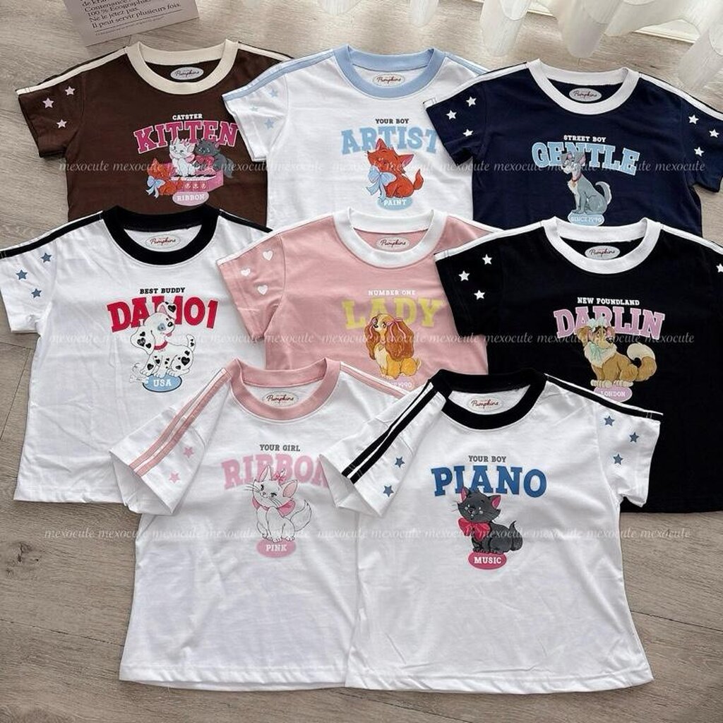 mexocute♡ (อก34”ยาว19”) Sporty Tee ติดแถบ เสื้อครอปเบบี้ที ทรงพอดีตัว