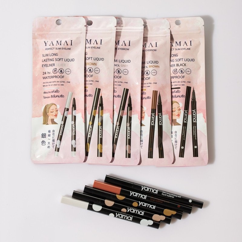 ดินสอเขียนคิ้วอายบราวYAMAI Slim long lasting soft liquid eyeliner&Smooth silkworm liquid eyebrow pencil