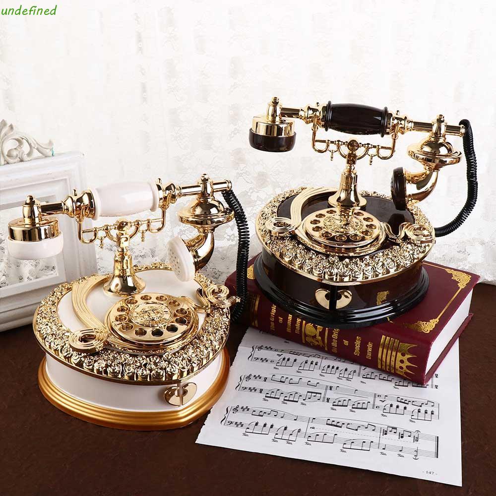 JARREDIW โทรศัพท์เพลงกล่อง,สไตล์คลาสสิกหรูหรา Dial โทรศัพท์ Miniatures,เดสก์ท็อปเครื่องประดับ Old-fashioned Music Box ABS Home Decor