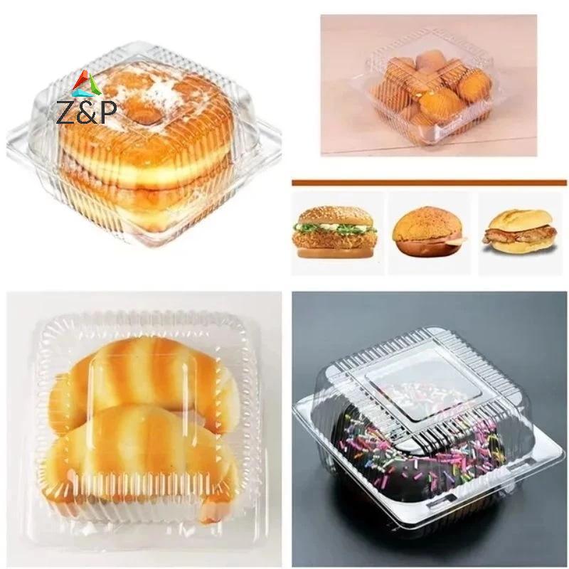 [Z&PT] 20/100/200 ชิ้นกล่องเค้กพลาสติกใสพร้อมฝาพับกล่องขนมสี่เหลี่ยมงานแต่งงานมูสผลไม้เค้กอาหาร Pain