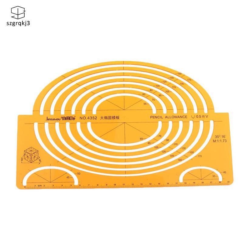 [szgrqkj3] ขนาดใหญ่ ISOMETRIC ELLIPSE DRAWING STENCIL STUDENTS MATH RULER CRAFT สีเหลือง 4352