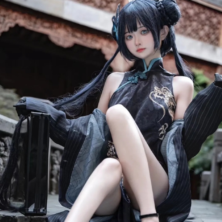 แฟ้ม Azure cos Azure คอสเพลย์เครื่องแต่งกาย Cheongsam ชุด Windbreaker Kisaki cos การ์ตูนนิทรรศการ Az