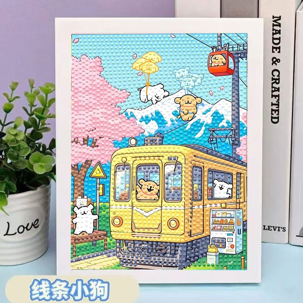 การ์ตูนการ์ตูน DIY สติกเกอร์เพชร Line Puppy เด็กทําด้วยมือของเล่นของขวัญวันเกิดการศึกษาเพชรภาพวาดสไต