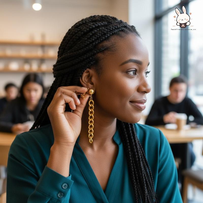 [Teh] 2 คู่สาวคอสเพลย์ต่างหูแบบหนีบโซ่หูห้อยต่างหูผู้หญิงเครื่องประดับอุปกรณ์เสริม [VN]