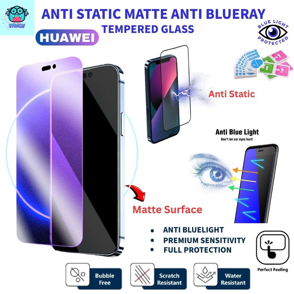 HUAWEI Nova 5T,2i,2Lite,3,3i,4,4E,7,7i,7SE,Y5P,Y6P,Y7P,Y9S,P40 Anti ฟิล์มกระจกนิรภัยเคลือบ