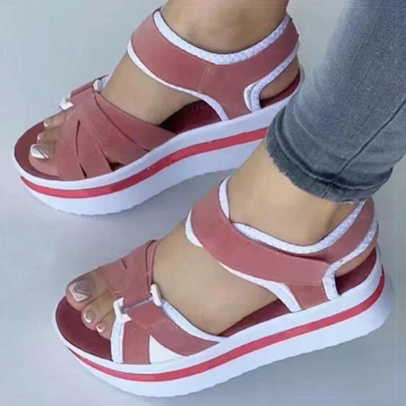 Sandals Mix Color Wedges Heels Sandals Summer Shoes Woman Heeled Sandals Platform Summer Shoes Women