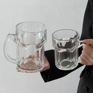 แก้วมักค์ลายคลื่น สไตล์อินสตาแกรม หูจับแข็งแรง ทนทาน 350/470/950ml เหมาะชาเย็น กาแฟ เบียร์ น้ำผลไม้ คาเฟ่ บ้าน