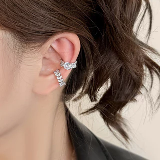Niche Design Square Round Face Ear Cuffs Advanced Ear Clip Set No Piercing ต่างหูผู้หญิงสไตล์ใหม่
