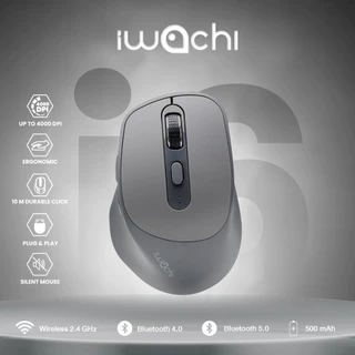 ของแท้ เมาส์ไร้สาย IWACHI i6 Ergonomic Mouse ใช้งานได้หลายอุปกรณ์ เสียงคลิกเงียบ ไร้เสียงรบกวน