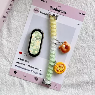 สายรัดผมรูปสายโทรศัพท์น่ารักสำหรับ Xiaomi Mi Band 10/9/8/7/6/5/4/3 รุ่น NFC เซรามิก สายรัดยางยืดแบบเกลียวสำหรับเปลี่ยนรัดข้อมือ