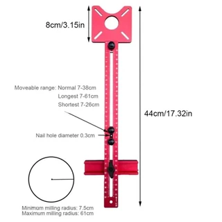 4 in 1 Router วงกลมตัด Jig, เมตริก/นิ้วปรับเจาะ เจาะ Positioner เครื่องมือที่ถอดออกได้อลูมิเนียมอัลลอยด์ตู้ฮาร์ดแวร์