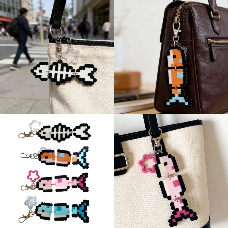 Crazy Creative Beaded Tropical Fish พวงกุญแจอุปกรณ์เสริมฤดูร้อนสีสดใส