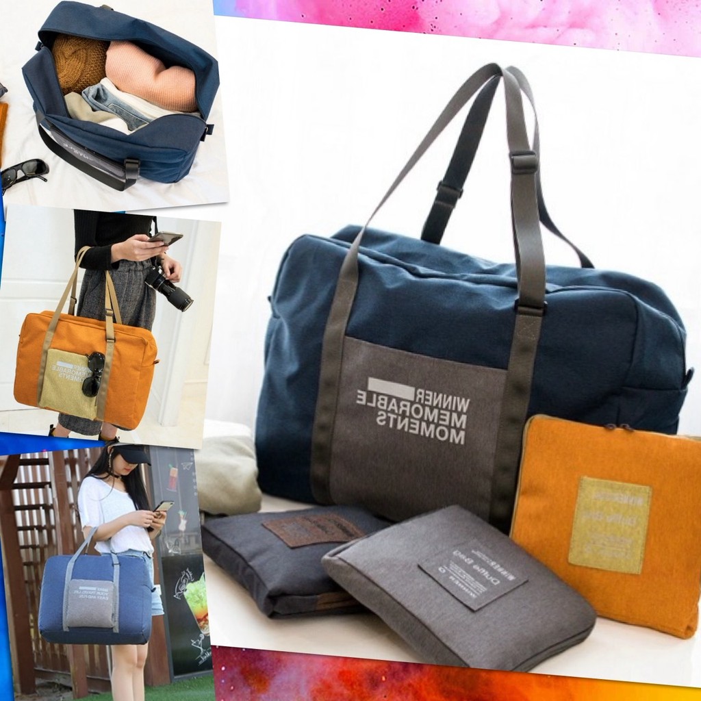🌸 กระเป๋าเดินทาง พับได้ Travel Bag ขึ้นเครื่องบินได้ Carry On กระเป๋าพับ เก็บของ 🌸